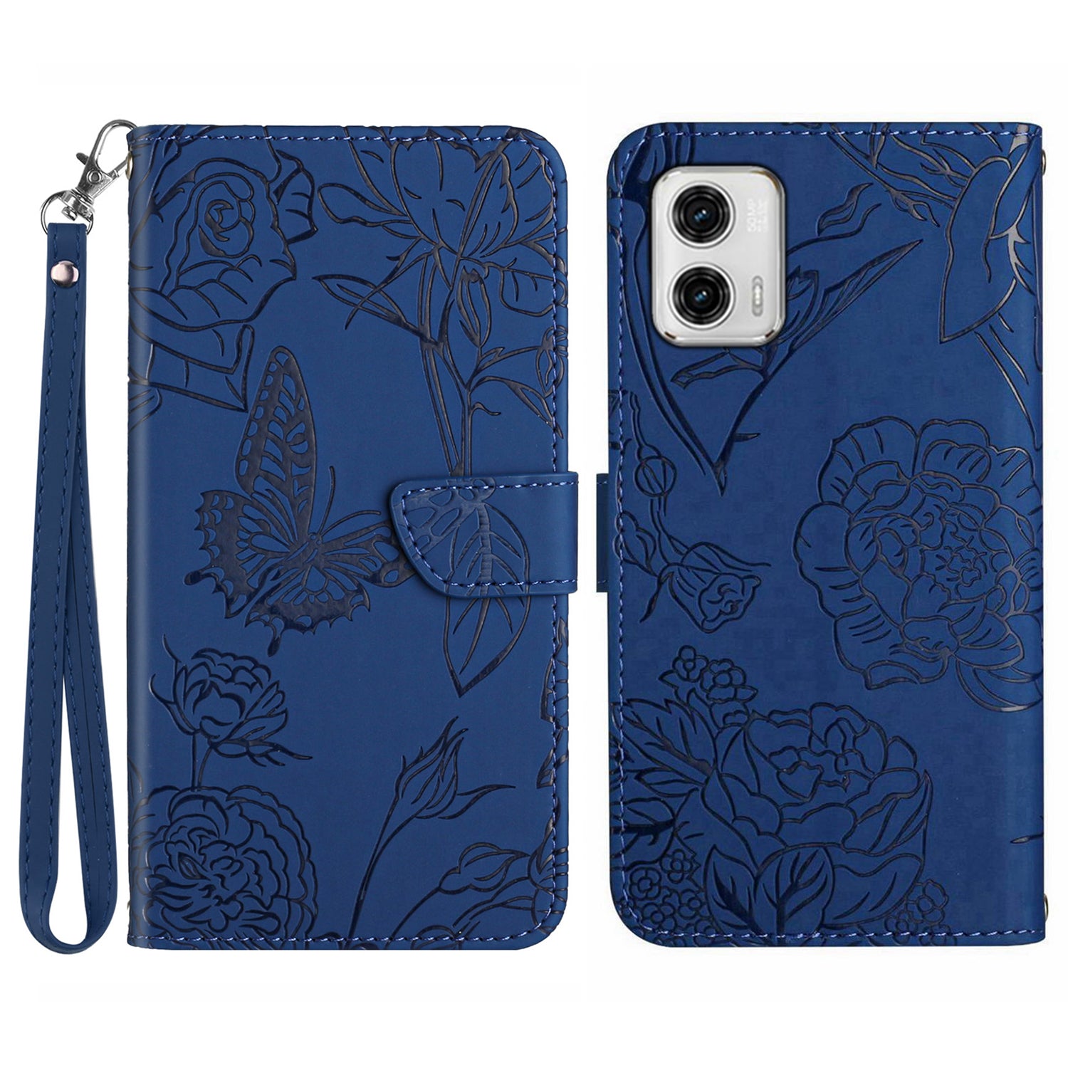 HT03 pro Motorola Moto G73 5G dotykový magnetický stojánek na telefon Pouzdro na telefon s potiskem motýlích květů s popruhem HT03 pro Motorola Moto G73 5G dotykový magnetický stojánek na telefon Pouzdro na telefon s potiskem motýlích květů s popruhem